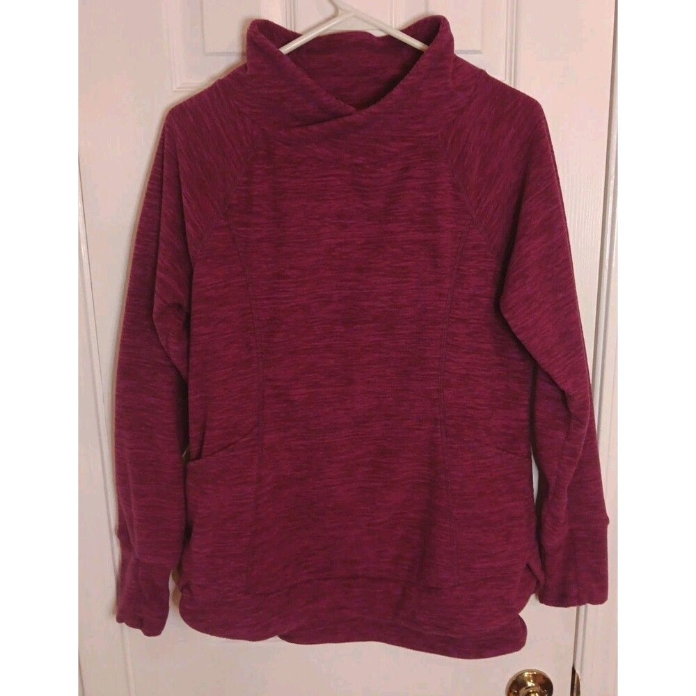 St John's Bay Women’s Pull Over Mock Neck Sweat Shirt Fuchsia M